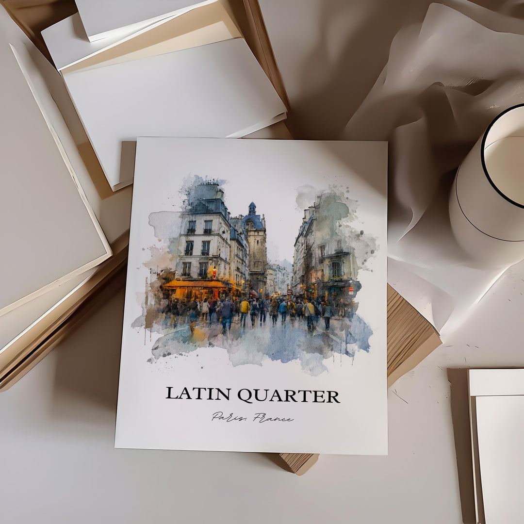 Latin Quarter, France – Watercolor Art Print