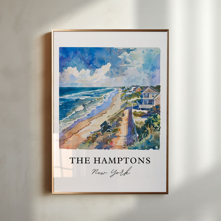 The Hamptons NY Art, The Hamptons Print, The Hamptons Watercolor, Hamptons NY Gift,