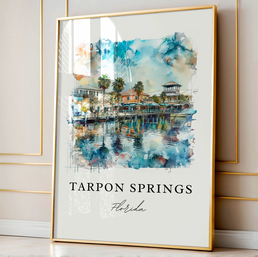 Tarpon Springs FL Art, Tarpon Springs Print, Gulf Coast FL Watercolor Art, Florida Art Gift,