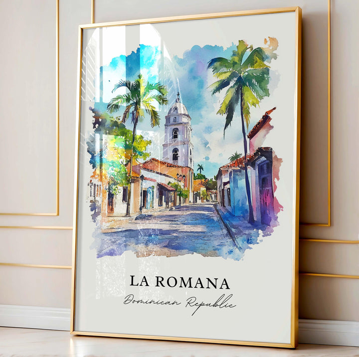 La Romana DR Wall Art, Domican Republic Print, La Romana Watercolor Art, La Romana DR Gift,