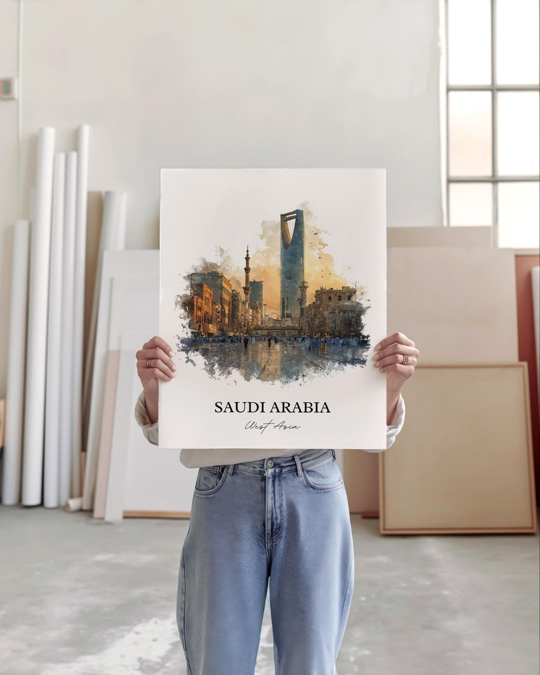 Saudi Arabia Wall Art, Saudi Arabia Print, Travel Watercolor Art, Saudi Arabia Gift, Travel Print, Travel Poster, Housewarming Gift