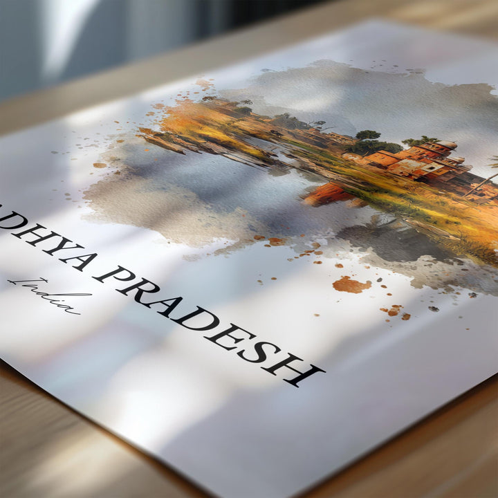 Madhya Pradesh Wall Art, India Print, India Watercolor Art, Madhya Pradesh Gift, India Travel Print, Travel Poster, Housewarming Gift