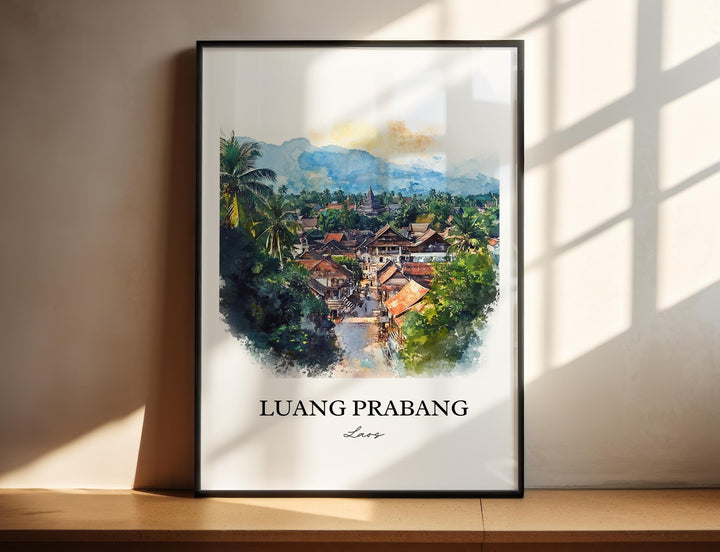 Luang Prabang Wall Art, Luang Prabang Print, Laos Watercolor Art, Luang Prabang Gift, Travel Print, Travel Poster, Housewarming Gift