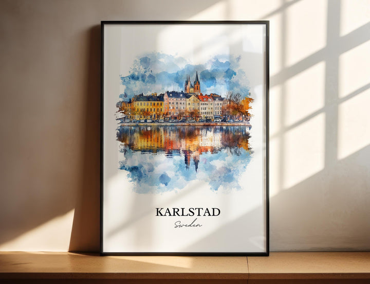 Karlstad Travel Print Wall Art Karlstad Wall Hanging Home Décor Karlstad Gift Art Lovers Sweden Art Lover Gift Karlstad Poster