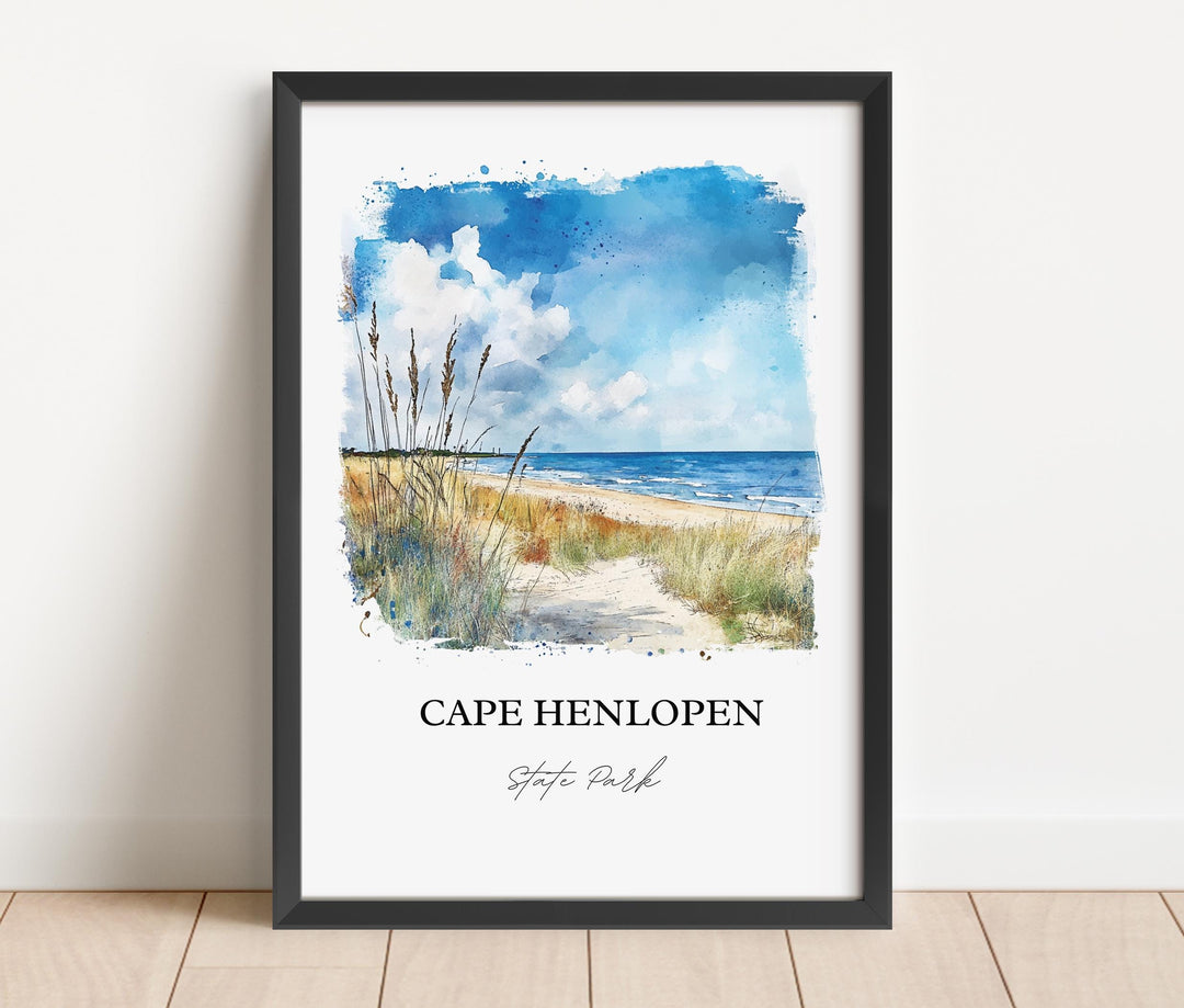 Cape Henlopen Wall Art, Lewes DE Print, Sussex County DE Watercolor Art, Cape Henlopen Gift, Travel Print, Travel Poster, Housewarming Gift