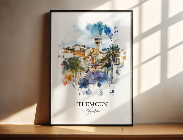Tlemcen Wall Art, Algeria Africa Print, Algeria Watercolor Art, Tlemcen Algeria Gift, Travel Print, Travel Poster, Housewarming Gift