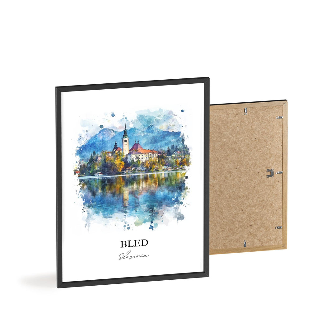 Bled Slovenia Wall Art, Lake Bled Print, Slovenia Watercolor Art, Bled Slovenia Gift, Travel Print, Travel Poster, Housewarming Gift