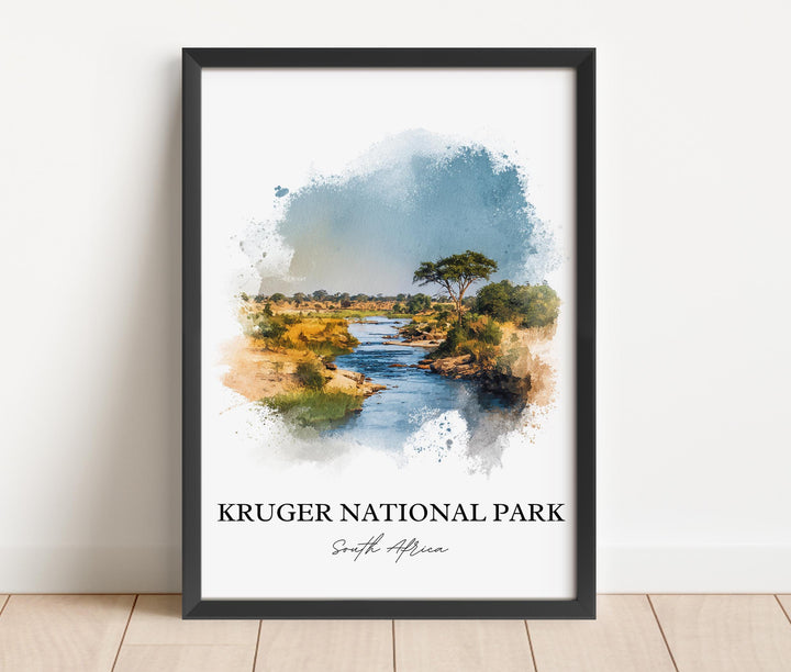 Kruger National Park Art, Kruger Park Print, Africa Watercolor Art, Kruger Natl Park Gift, Travel Print, Travel Poster, Housewarming Gift