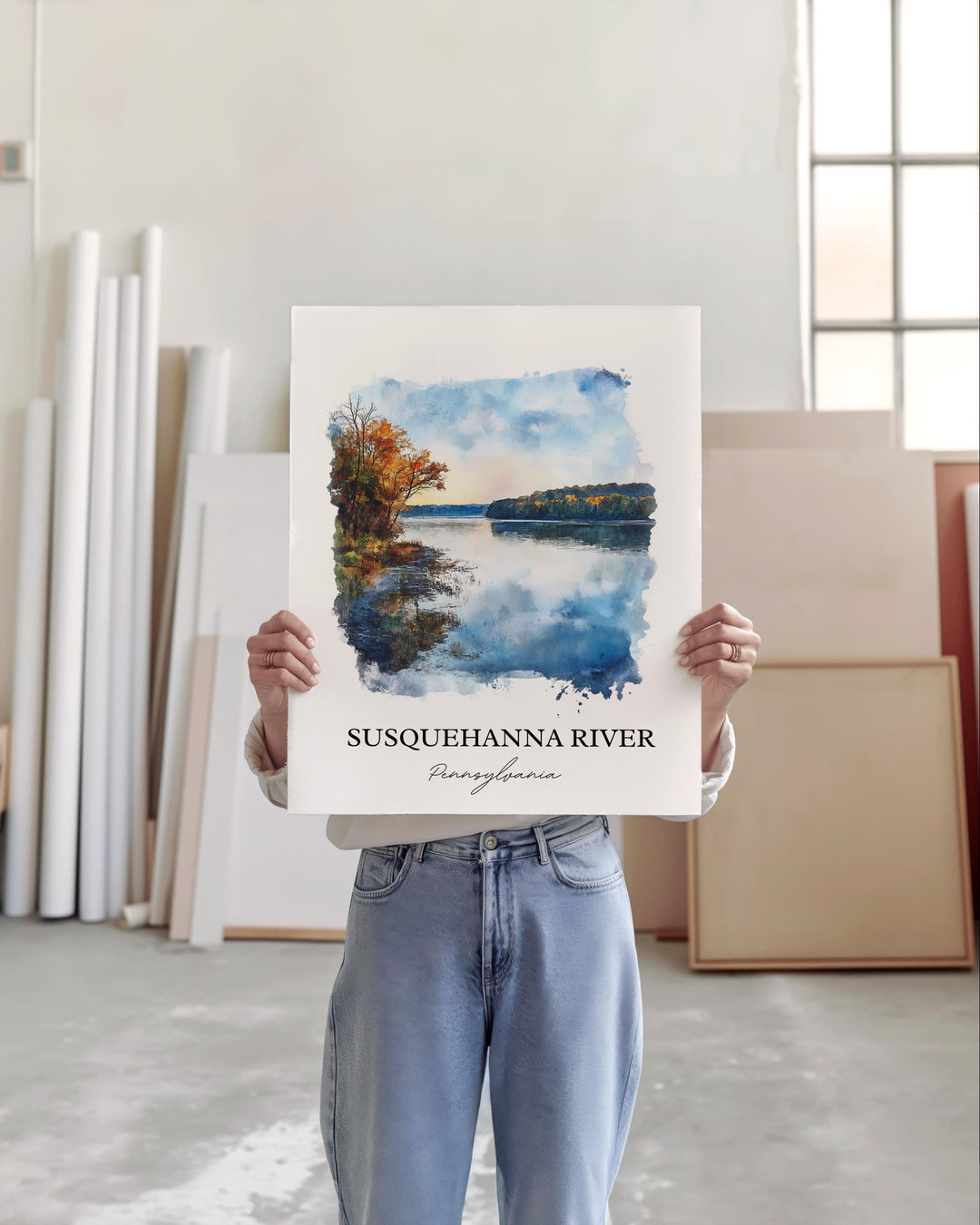 Susquehanna River Wall Art, Pennsylvania Print, PA Watercolor Art, Susquehanna River Gift, Travel Print, Travel Poster, Housewarming Gift
