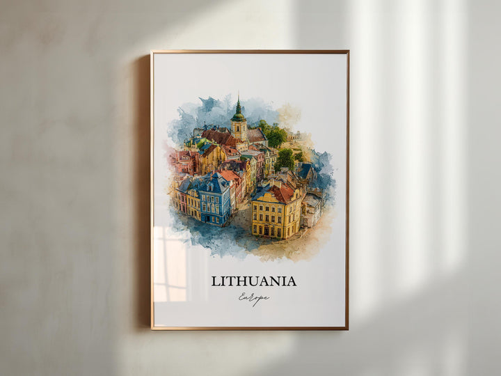 Lithuania Wall Art, Lithuania Print, Lithuania Watercolor Art, Lithuania Gift, Travel Print, Travel Poster, Housewarming Gift