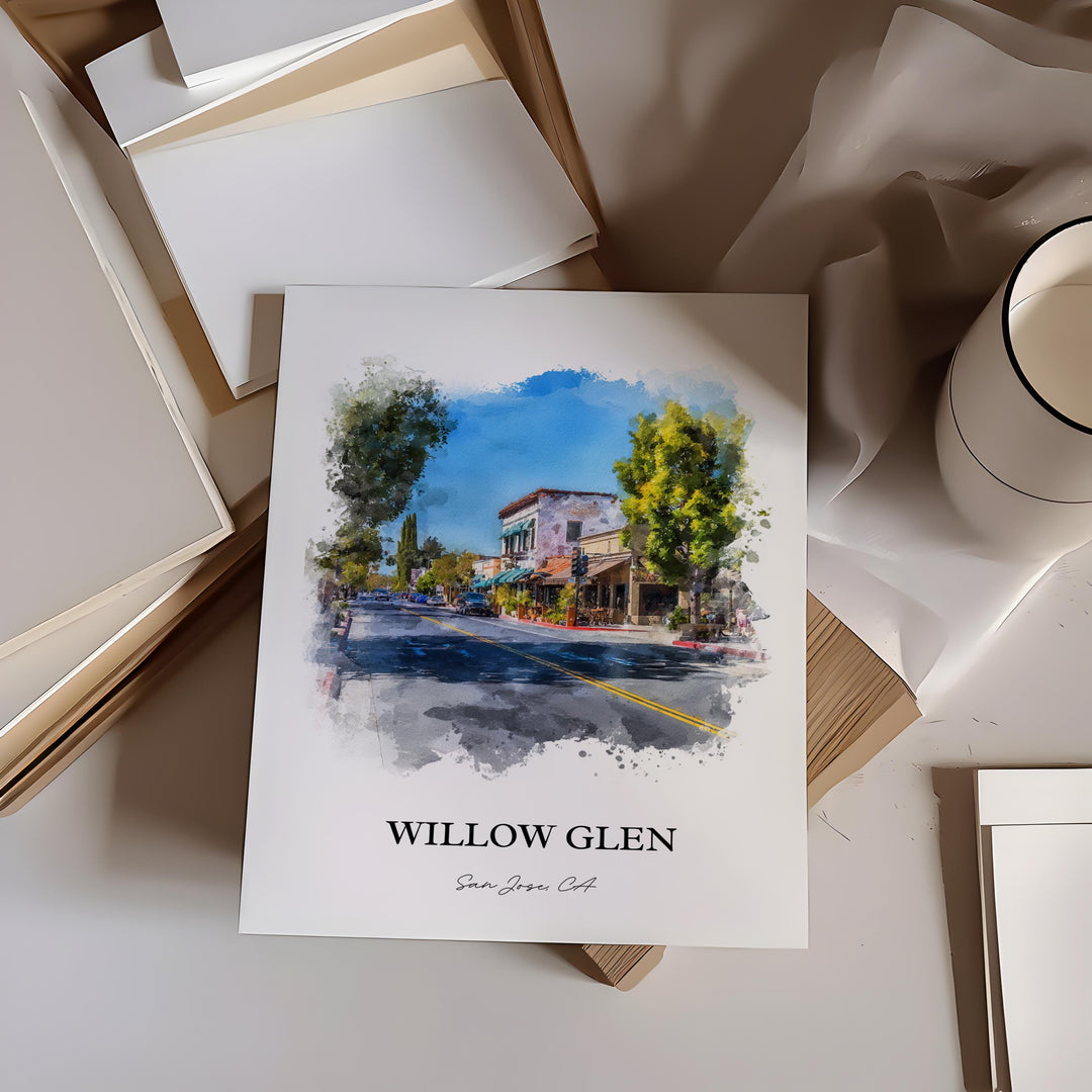 Willow Glen, California – Watercolor Art Print