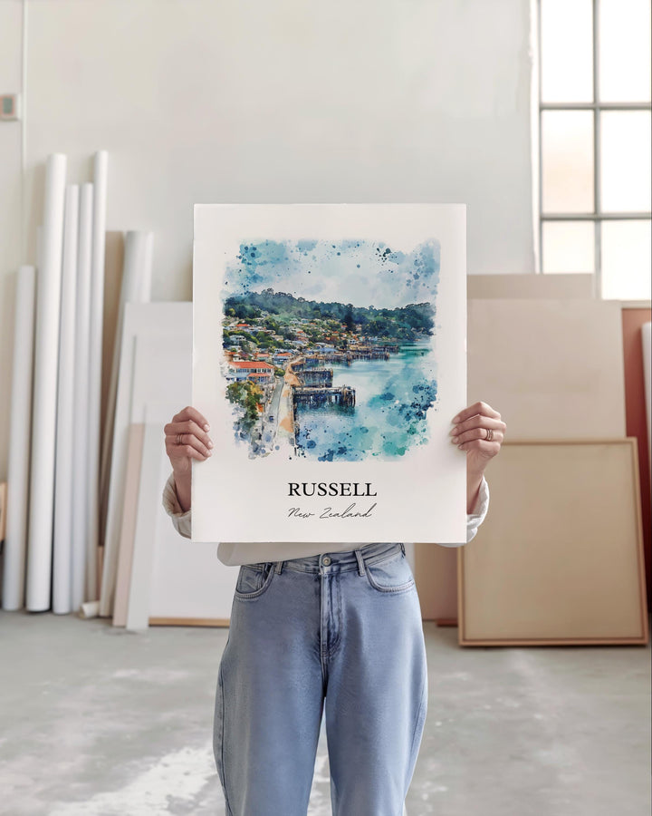 Russell New Zealand Wall Art, Kororareka Print, New Zealand Artwork, Russell NZ Gift, Travel Print, Travel Poster, Housewarming Gift
