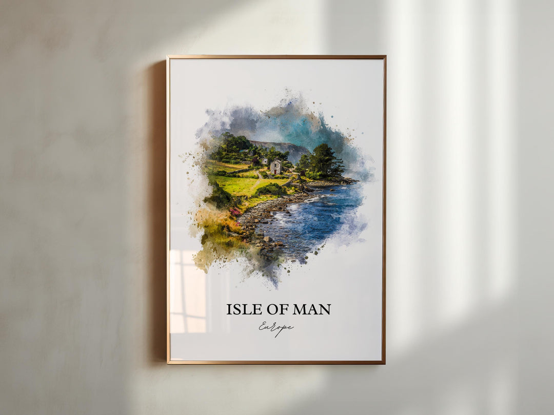 Isle of Man Wall Art, Irish Sea Print, Isle of Man Watercolor Art, Isle of Man Gift, Travel Print, Travel Poster, Housewarming Gift