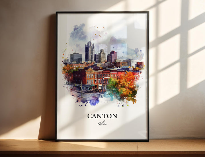 Canton Ohio Wall Art, Canton OH Print, Ohio Watercolor Art, Canton Ohio Gift, Travel Print, Travel Poster, Housewarming Gift