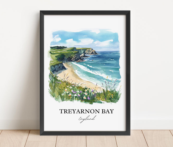 Treyarnon Bay Wall Art, St Merryn England Print, Padstow Watercolor Art, Treyarnon Bay Gift, Travel Print, Travel Poster, Housewarming Gift