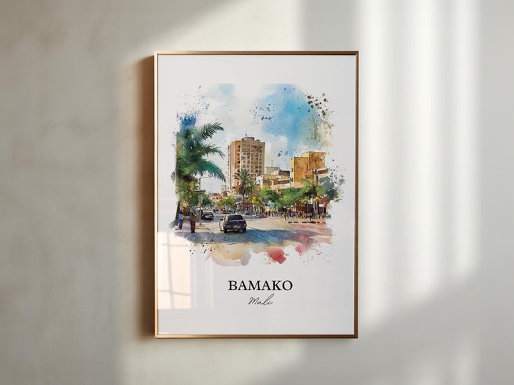 Bamako Mali Wall Art, Bamako Print, Mali Watercolor Art, Bamako Mali Gift, Travel Print, Travel Poster, Housewarming Gift