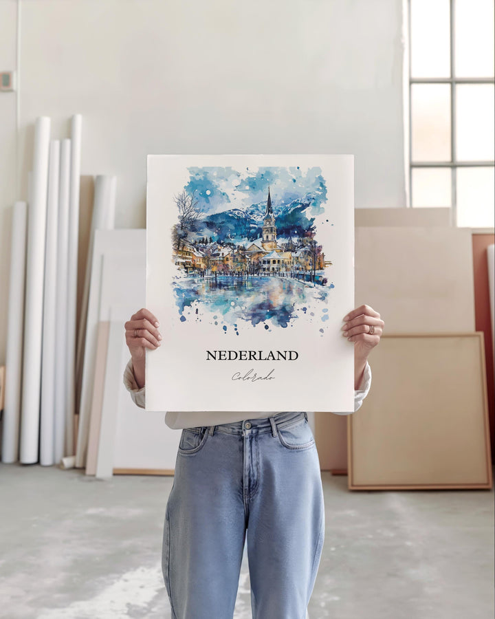 Nederland CO Wall Art, Boulder County Print, Nederland CO Watercolor Art, Barker Meadow Gift, Travel Print, Travel Poster, Housewarming Gift