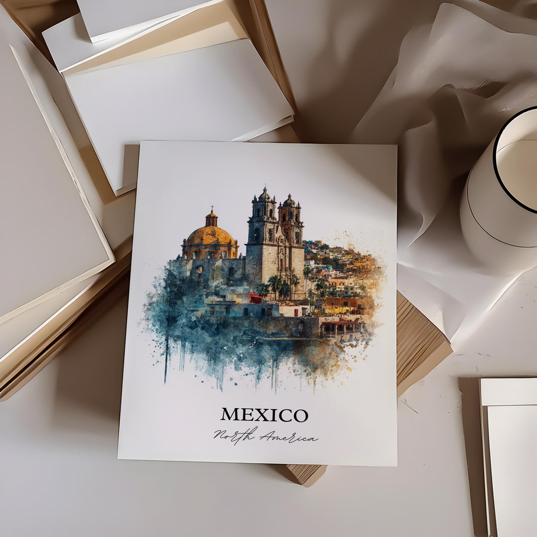 Mexico Wall Art, Mexico Print, Mexico Watercolor, Mexico Gift, Travel Print, Travel Poster, Housewarming Gift