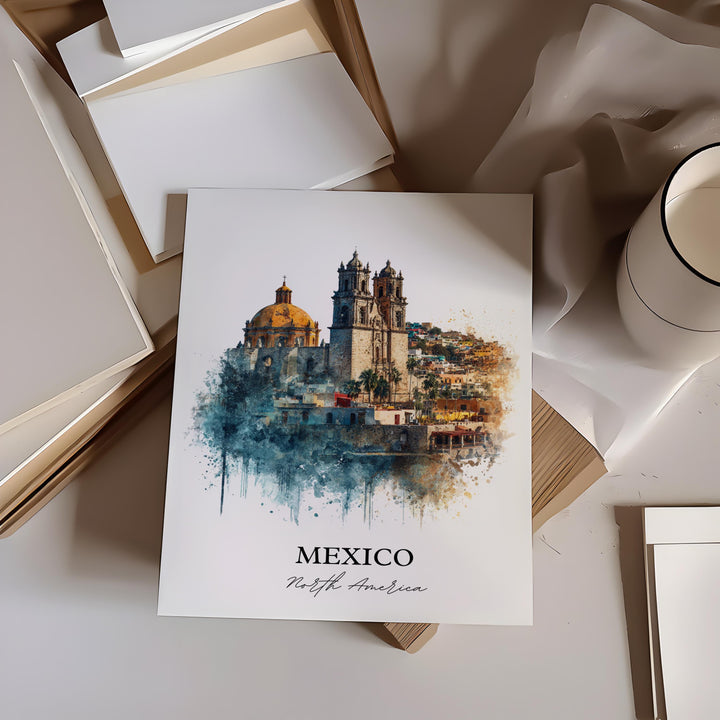 Mexico Wall Art, Mexico Print, Mexico Watercolor, Mexico Gift, Travel Print, Travel Poster, Housewarming Gift