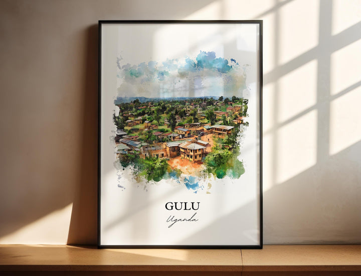 Gulu Uganda Wall Art, Northern Uganda Print, Uganda Watercolor Art, Gulu Uganda Gift, Travel Print, Travel Poster, Housewarming Gift