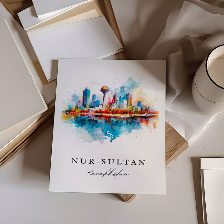 Astana (Nur-Saltan) wall art - Kazakhstan, Astana print, Astana Wedding gift, Birthday present, Custom Text, Perfect Gift