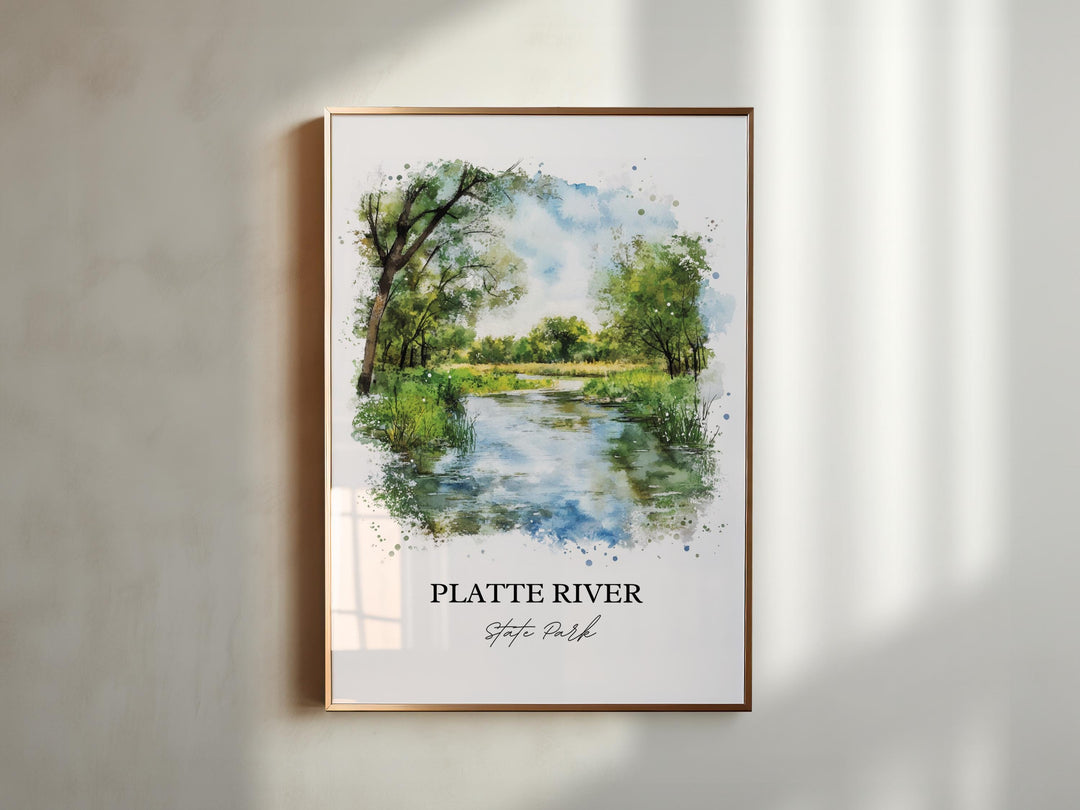 Platte River State Park Art, Platte County Print, Nebraska Watercolor, Platte River NE Gift, Travel Print, Travel Poster, Housewarming Gift