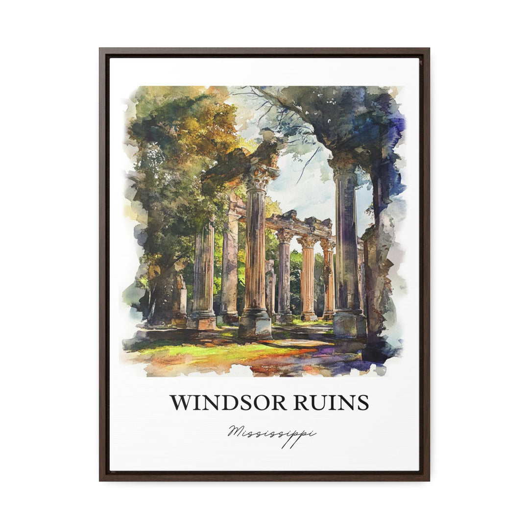 Windsor Ruins, Mississippi, USA – Watercolor Art Print