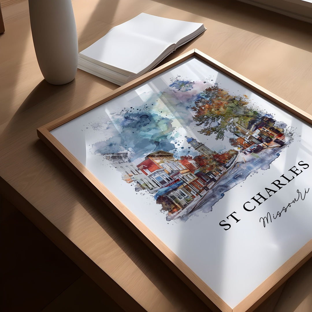 St Charles Missouri Wall Art, Saint Charles MO Print, St Charles Watercolor, Amsterdam Gift,