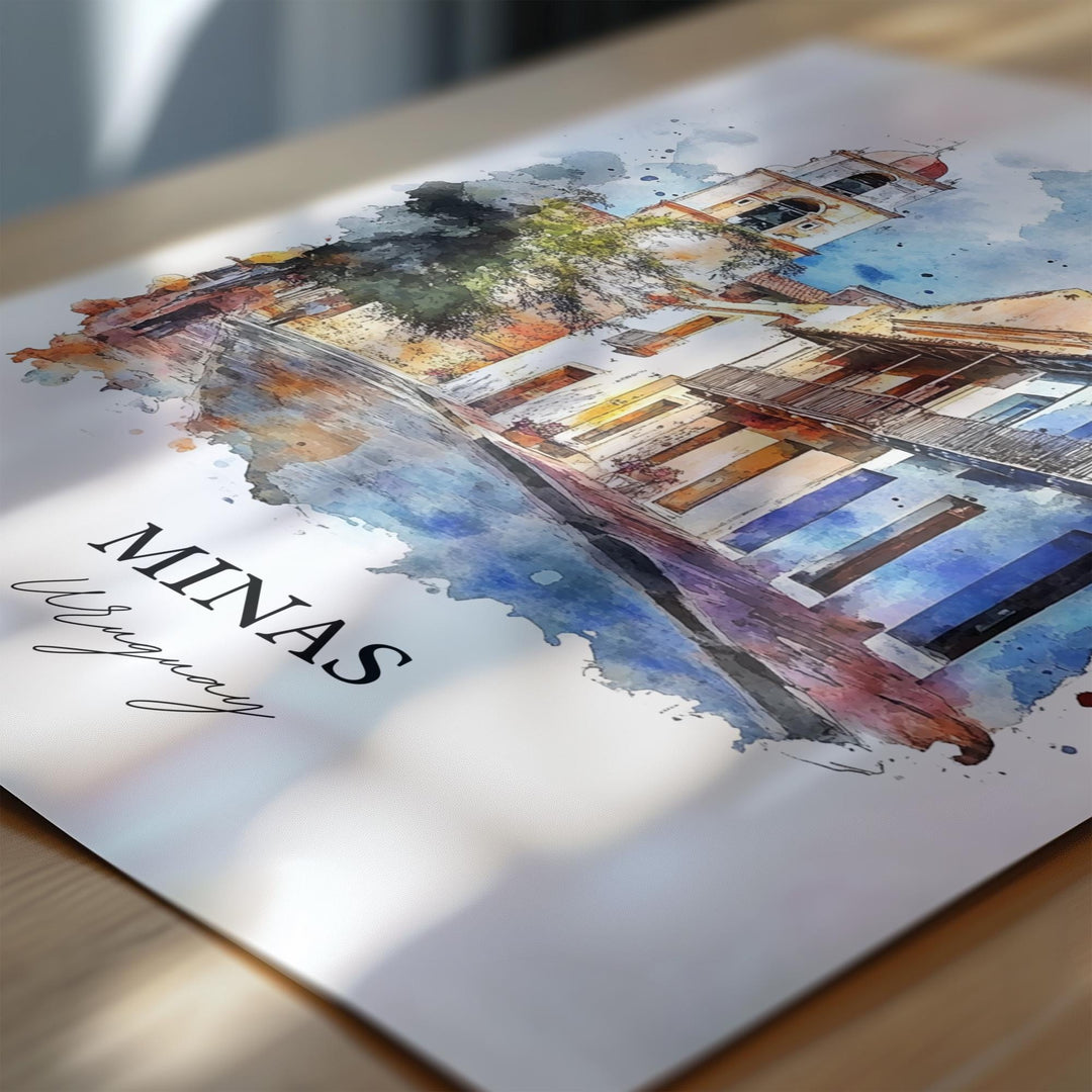 Minas Uruguay Wall Art, Lavalleja Print, Uruguay Watercolor Art, Minas Uruguay Gift, Travel Print, Travel Poster, Housewarming Gift