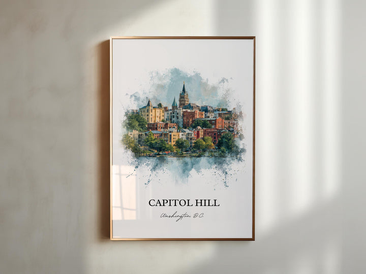 Capitol Hill, Washington DC – Watercolor Art Print