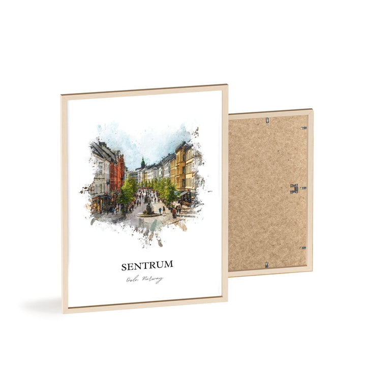 Sentrum, Norway – Watercolor Art Print