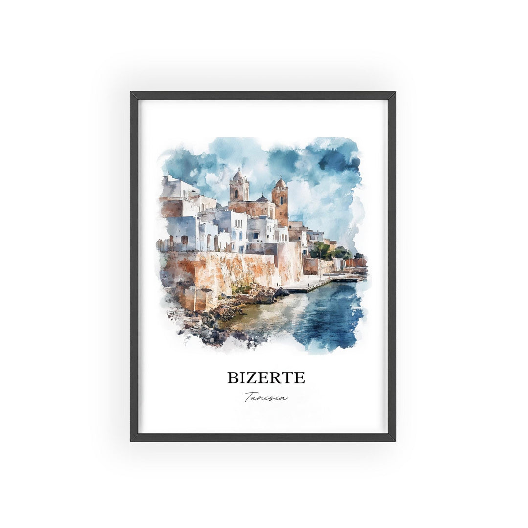 Bizerte Wall Art, Bizerte Tunisia Print, Tunisia Watercolor Art, Tunisia Gift, Travel Print, Travel Poster, Housewarming Gift