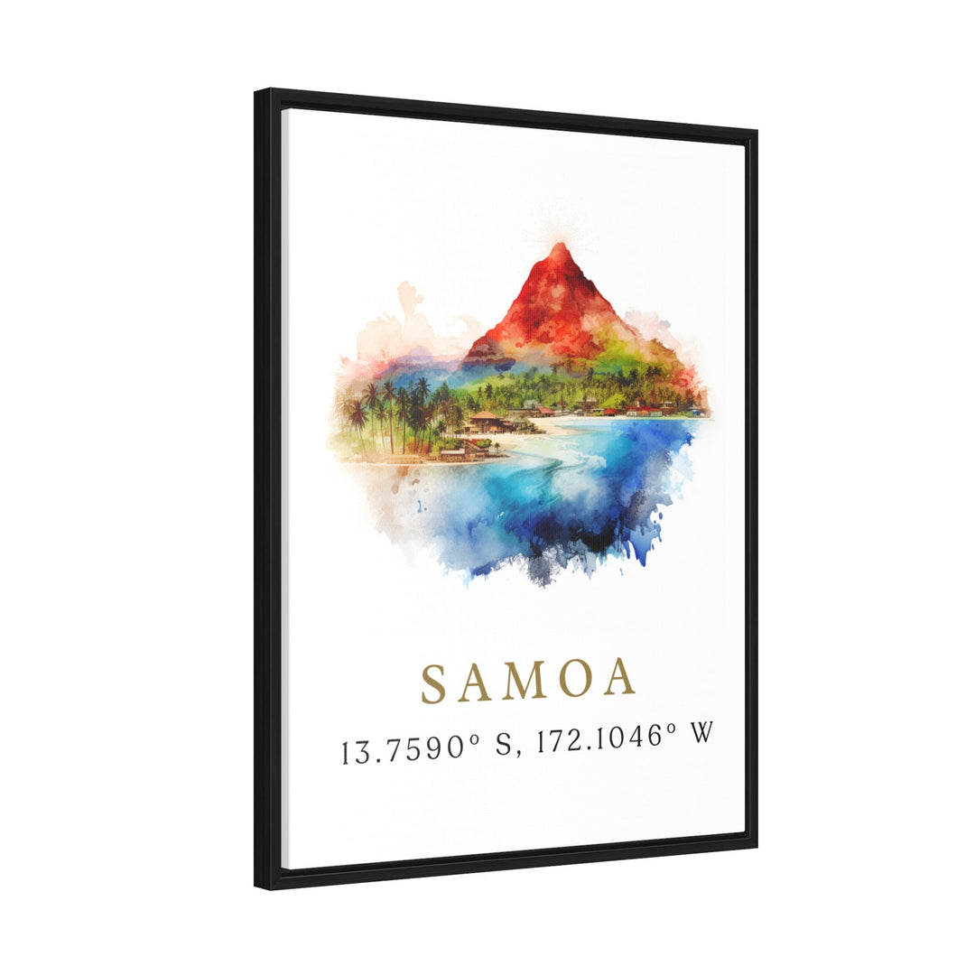 Samoa travel art - Samoa poster print with coordinates, Wedding gift, Birthday present, Custom Text, Perfect Gift