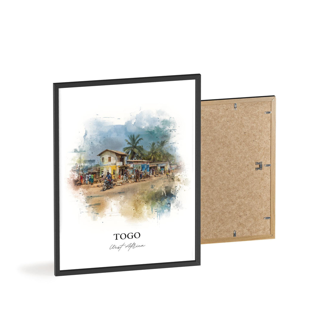 Togo Wall Art, Togo Print, Togo Africa Watercolor Art, West Africa Gift, Travel Print, Travel Poster, Housewarming Gift