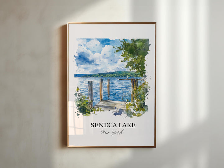 Seneca Lake Wall Art, Finger Lakes Print, Finger Lakes NY Watercolor Art, Seneca Lake Gift, Travel Print, Travel Poster, Housewarming Gift