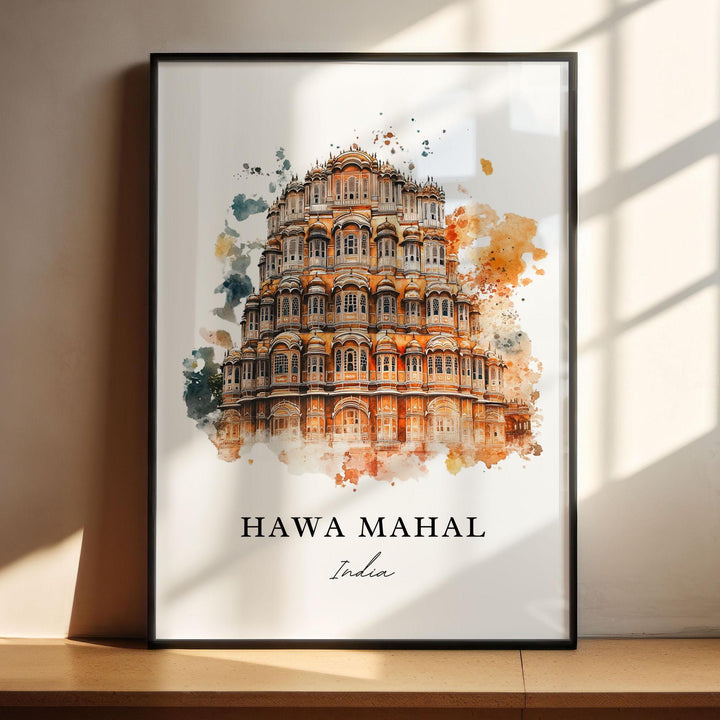 Hawa Mahal Wall Art, Jaipur Print, Rajasthan Watercolor Art, Hawa Mahal India Gift,