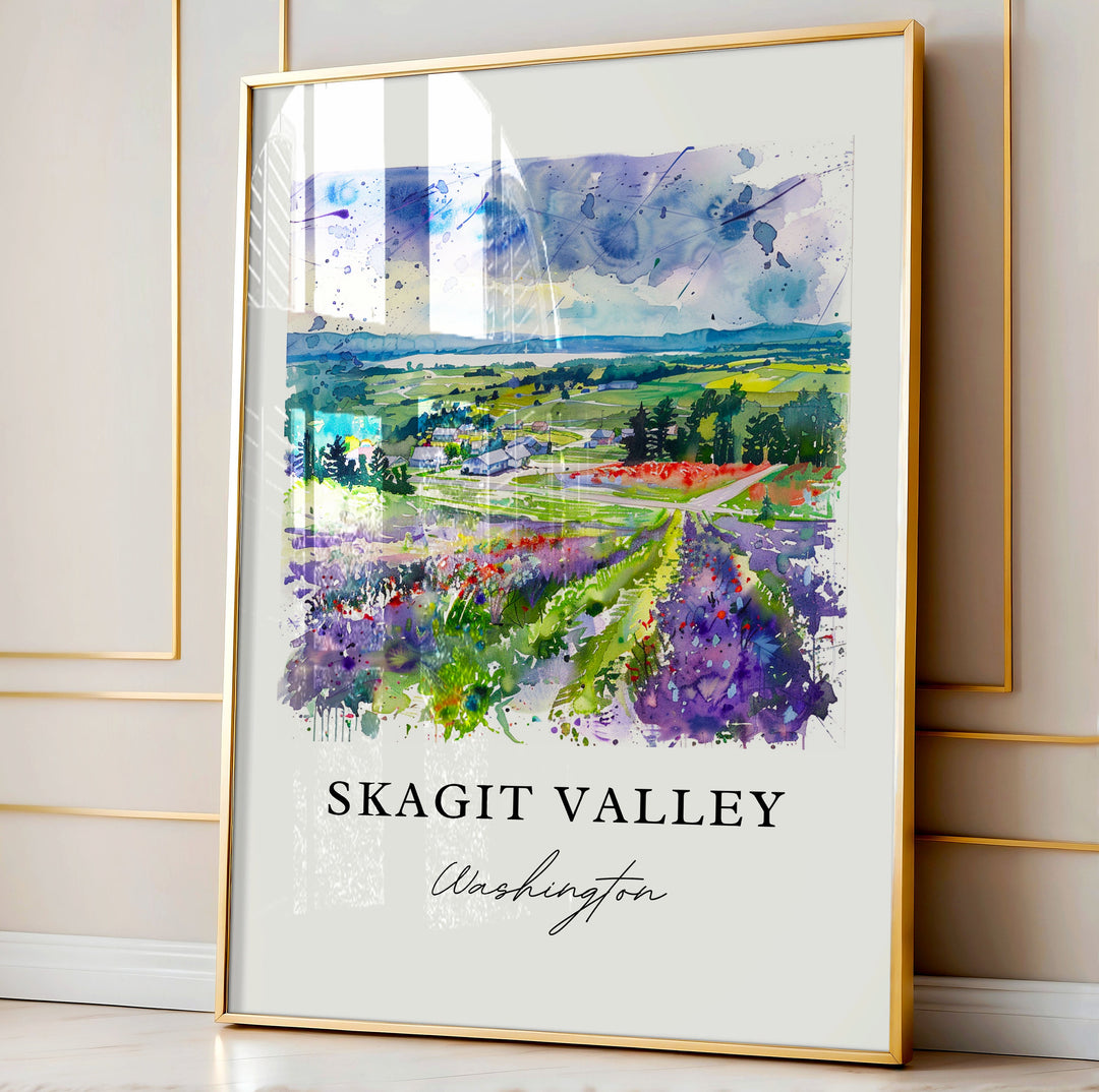 Skagit Valley, Washington, USA – Watercolor Art Print