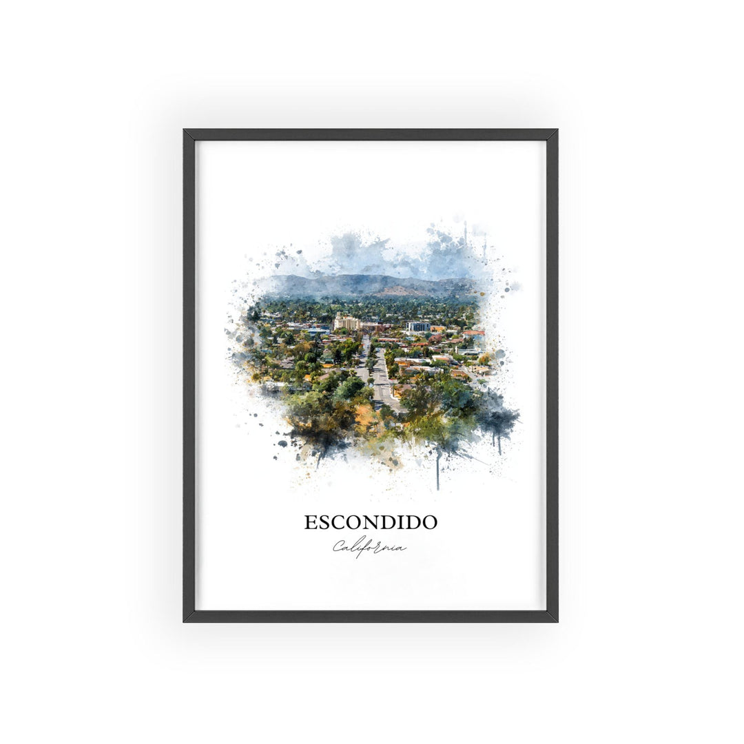 Escondido CA Wall Art, Escondido Print, Escondido Watercolor Art, Escondido California Gift, Travel Print, Travel Poster, Housewarming Gift