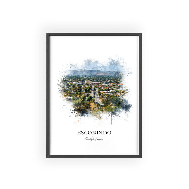Escondido CA Wall Art, Escondido Print, Escondido Watercolor Art, Escondido California Gift, Travel Print, Travel Poster, Housewarming Gift