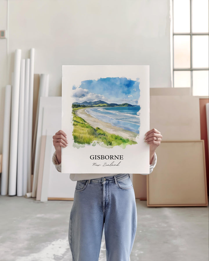 Gisborne, New Zealand – Watercolor Art Print