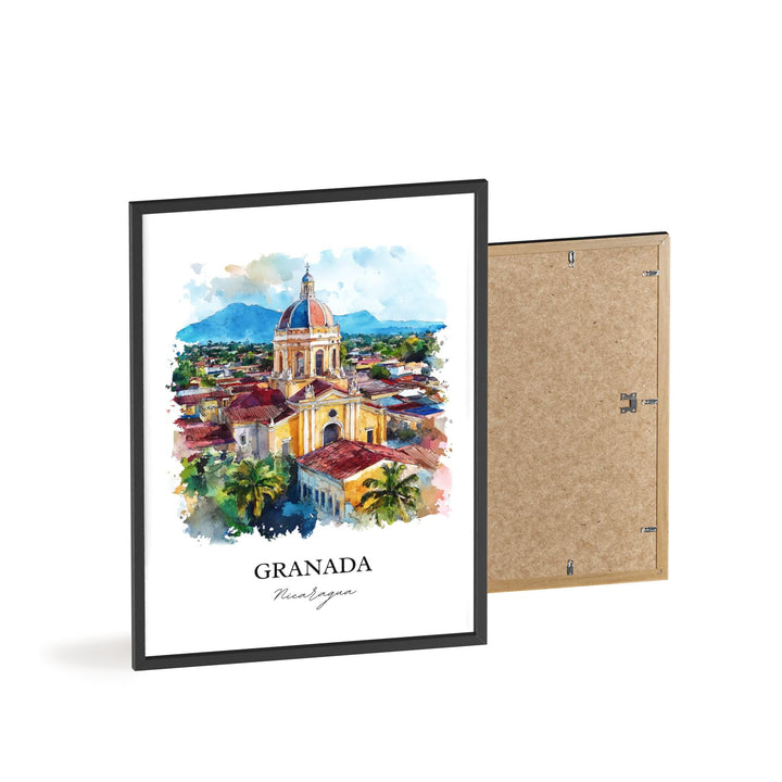 Granada Wall Art, Lake Nicaragua Print, Nicaragua Watercolor Art, Granada Nicaragua Gift, Travel Print, Travel Poster, Housewarming Gift