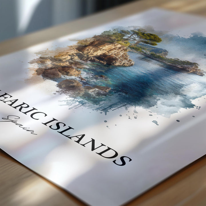 Balearic Islands Wall Art, Balearic Islands Print, Spain Watercolor Art, Spain Gift, Balearic Travel Print, Travel Poster, Housewarming Gift
