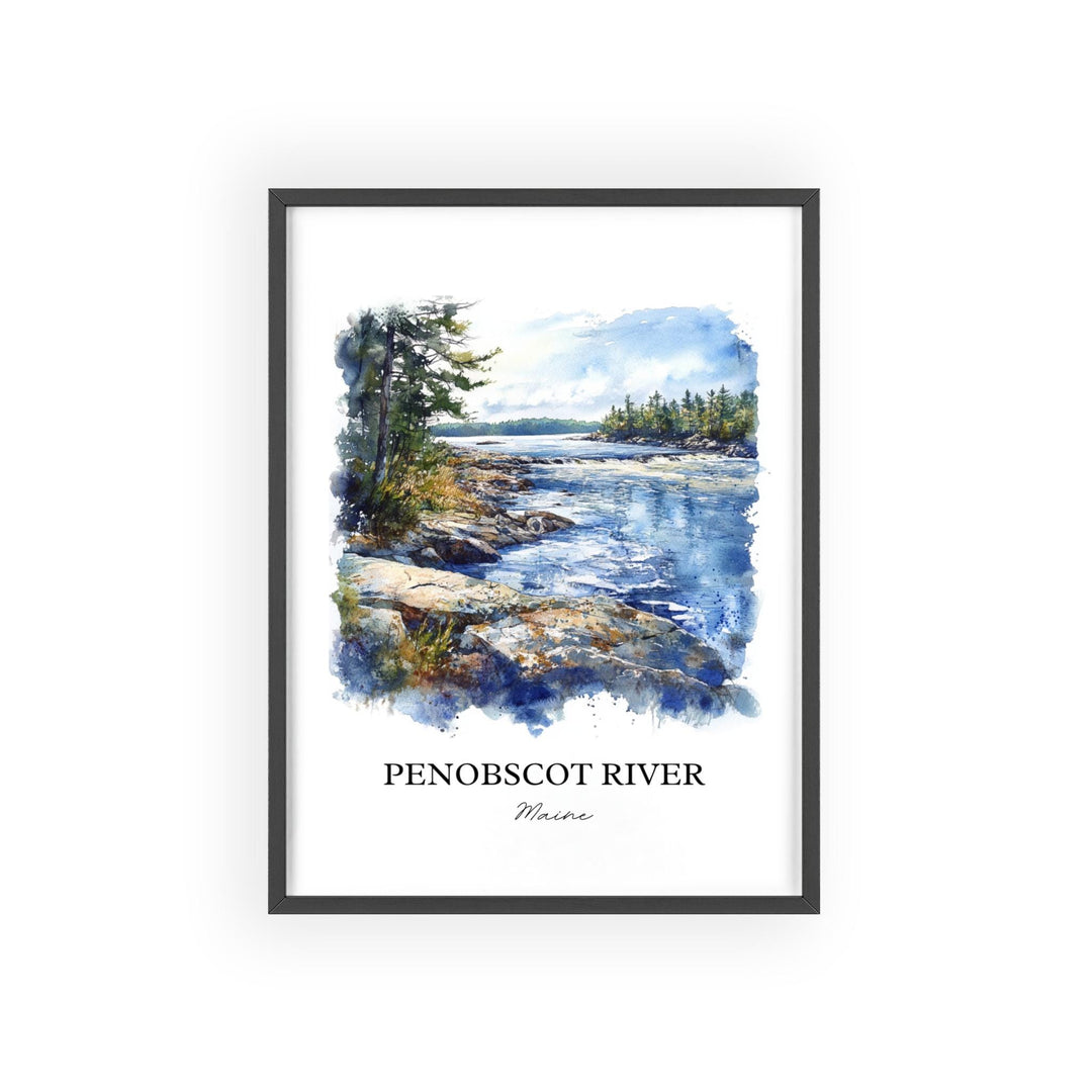 Penobscot River Wall Art, Bangor Print, Maine Watercolor Art, Penobscot River Gift, Travel Print, Travel Poster, Housewarming Gift