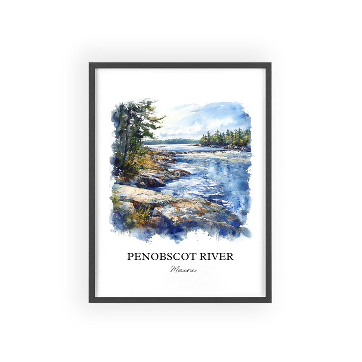 Penobscot River Wall Art, Bangor Print, Maine Watercolor Art, Penobscot River Gift, Travel Print, Travel Poster, Housewarming Gift