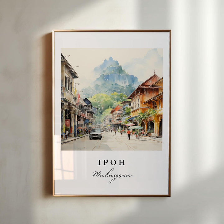 Ipoh Malaysia Wall Art, Ipoh Print, Ipoh Watercolor Art, Ipoh Malaysia Gift,