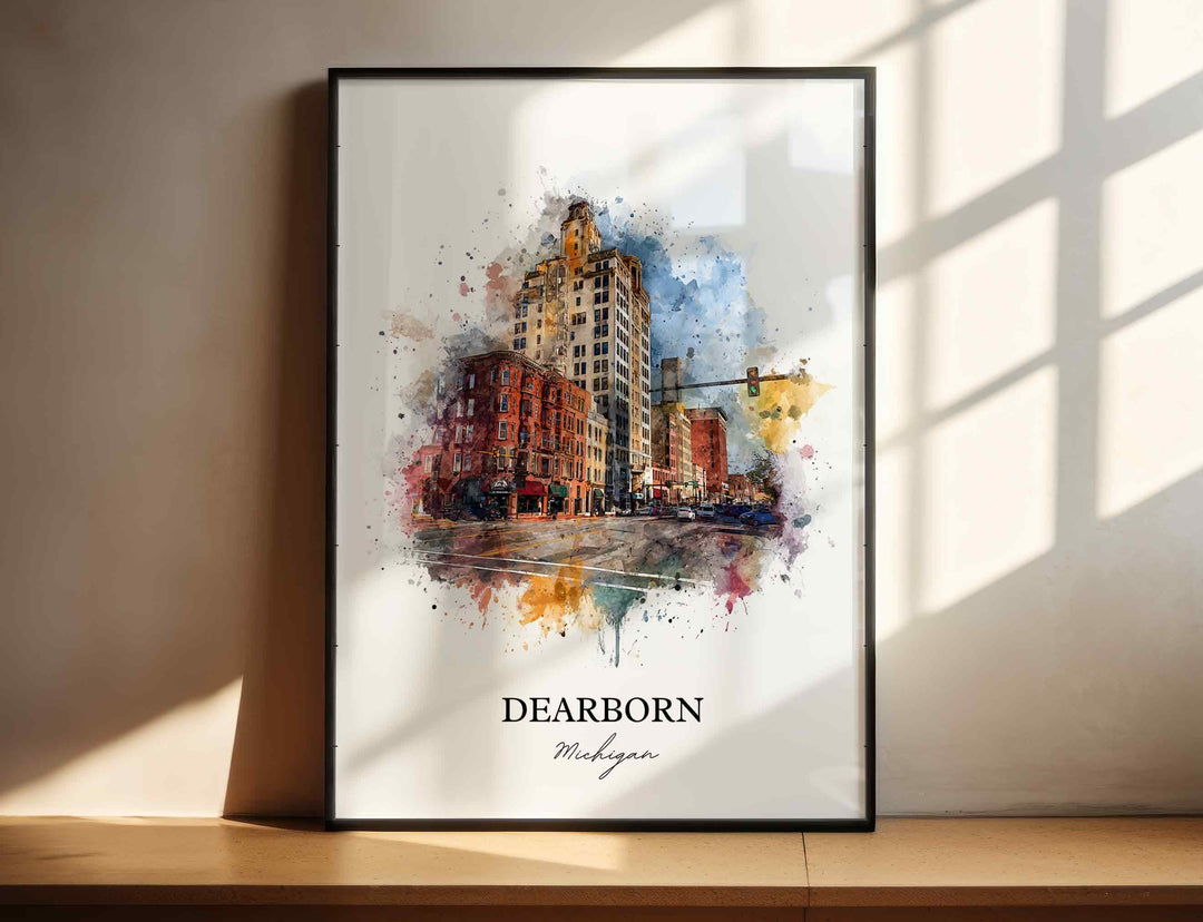 Dearborn, Michigan – Watercolor Art Print