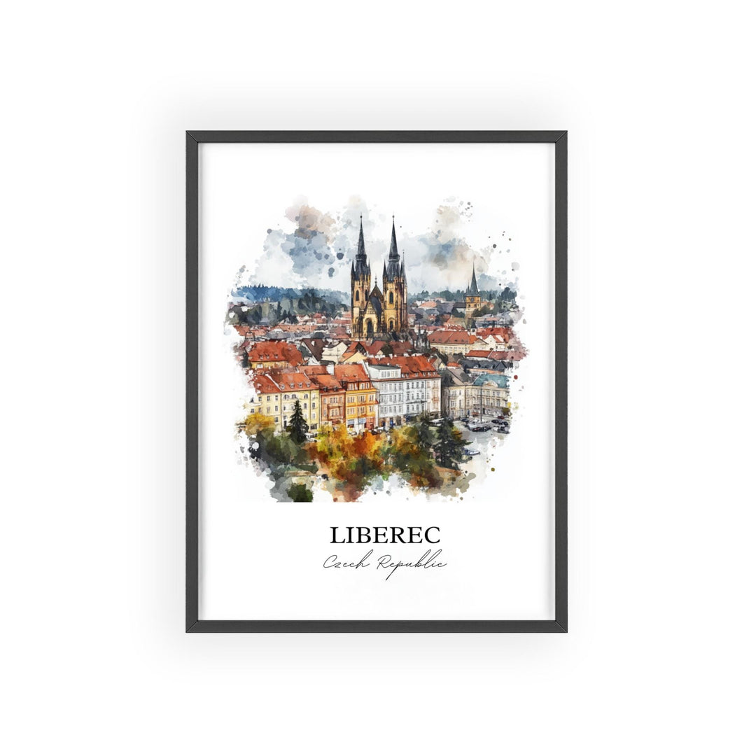 Liberec Wall Art, Liberec Czechia Print, Czech Republic Watercolor Art, Liberec Gift, Travel Print, Travel Poster, Housewarming Gift