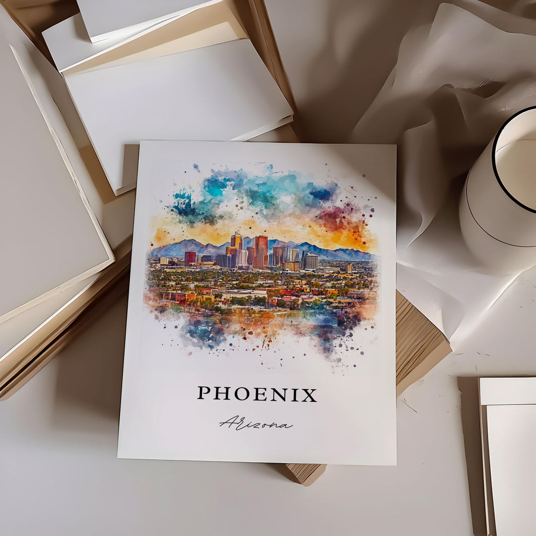 Phoenix AZ Wall Art, Phoenix Arizona Print, Phoenix Watercolor Art, Phoenix AZ Gift, Arizona