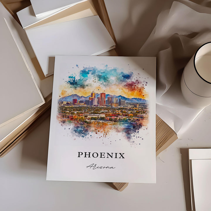 Phoenix AZ Wall Art, Phoenix Arizona Print, Phoenix Watercolor Art, Phoenix AZ Gift, Arizona