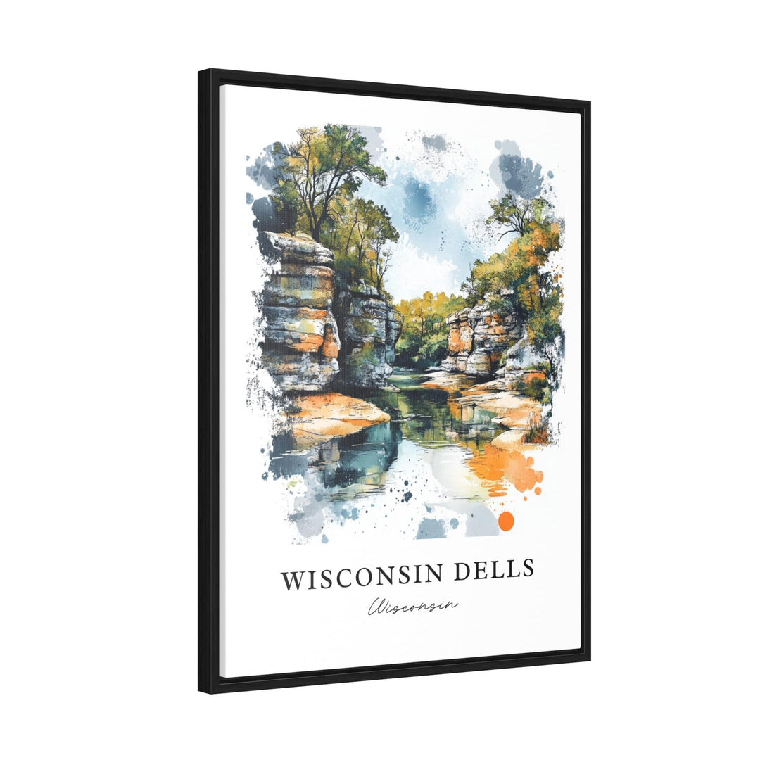 Wisconsin Dells Wall Art, Wisconsin River Print, WI Watercolor, Mirror Lake State Park Gift,